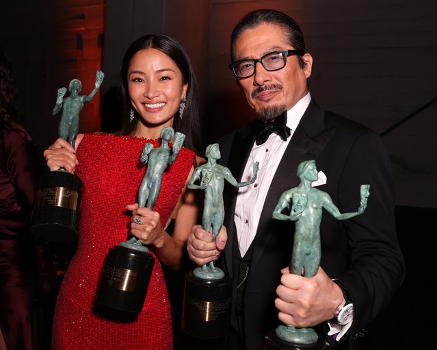 Anna Sawai and Hiroyuki Sanada  at the 82nd Annual Golden Globes held at The Beverly Hilton on January 05, 2025 in Beverly Hills, California. (Photo by Chelsea Lauren/Rex Features/Shutterstock)