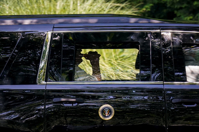 U.S. President Donald Trump departs in his motorcade following spending the day at Trump National Golf Club in Sterling, Virginia on July 20, 2025. (Photo by Al Drago/Reuters)
