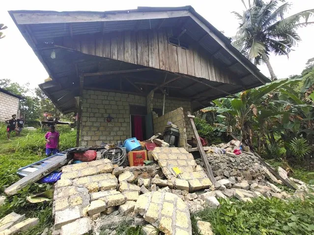 This photo released by Indonesia's National Disaster Management Agency (BNPB) shows a damaged house following an earthquake in Jayapura, Papua province, Thursday, February 9, 2023. The shallow earthquake shook the country's easternmost province of Papua on Thursday, killing a number of people. (Photo by BNPB via AP Photo)