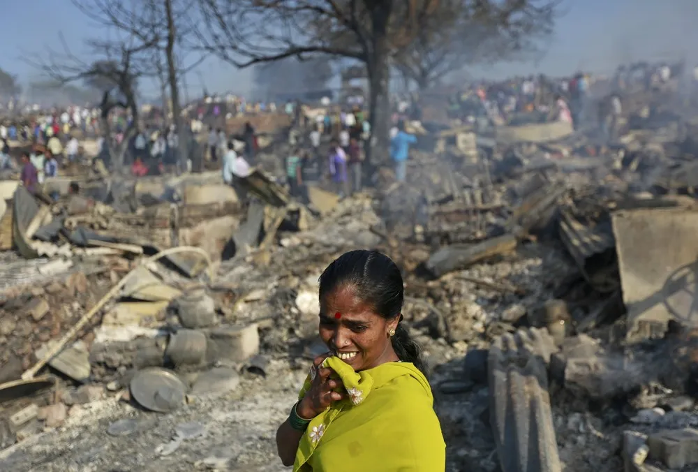Fire in a Slum Area in Mumbai