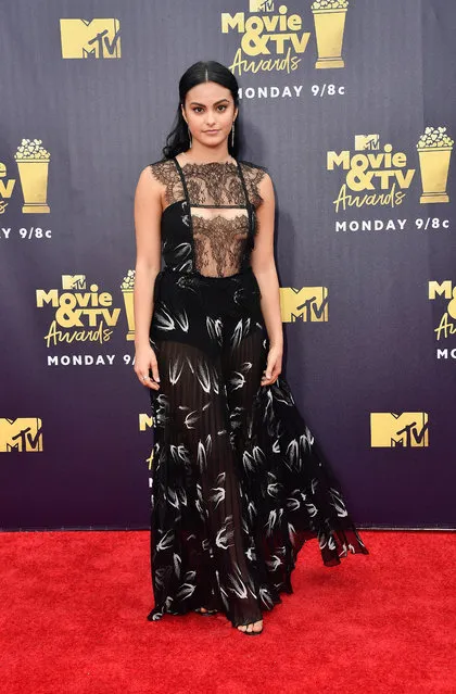 Actor Camila Mendes attends the 2018 MTV Movie And TV Awards at Barker Hangar on June 16, 2018 in Santa Monica, California. (Photo by Frazer Harrison/Getty Images)