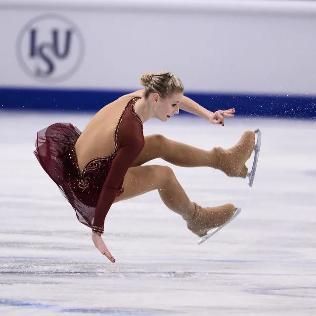 Laurine Lecavelier of France falls during ladies free program at the European Figure Skating championships in Stockholm January 31, 2015. (Photo by Claudio Bresciani/Reuters/TT News Agency)